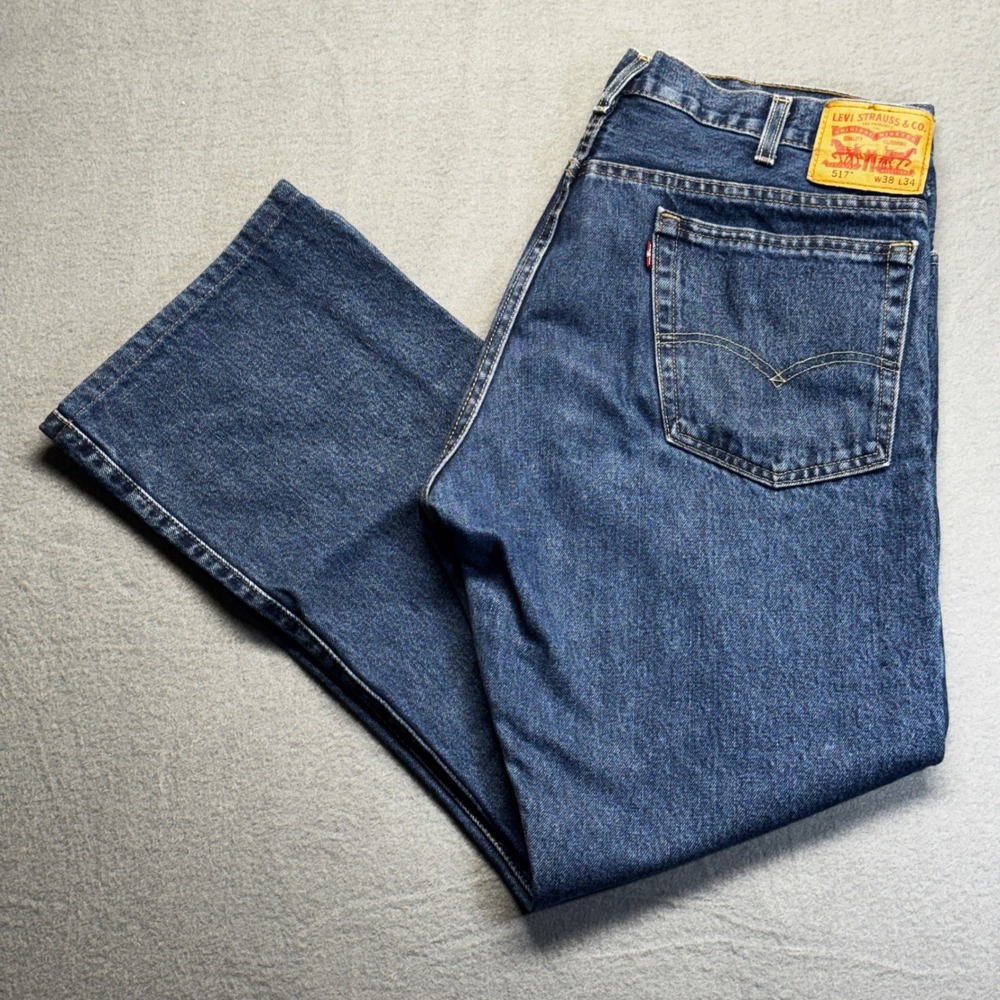 Levi's 517 Bootcut Jeans Mens 38x34 Dark Wash Blue Denim 00517-0196